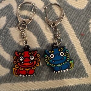 Red and Blue Lion Keychains